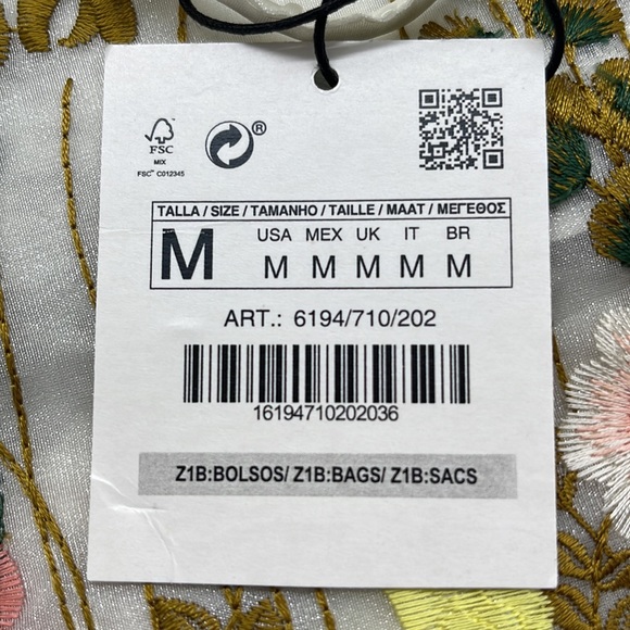 NWT Zara floral embroidered tulle tote. - Picture 6 of 6